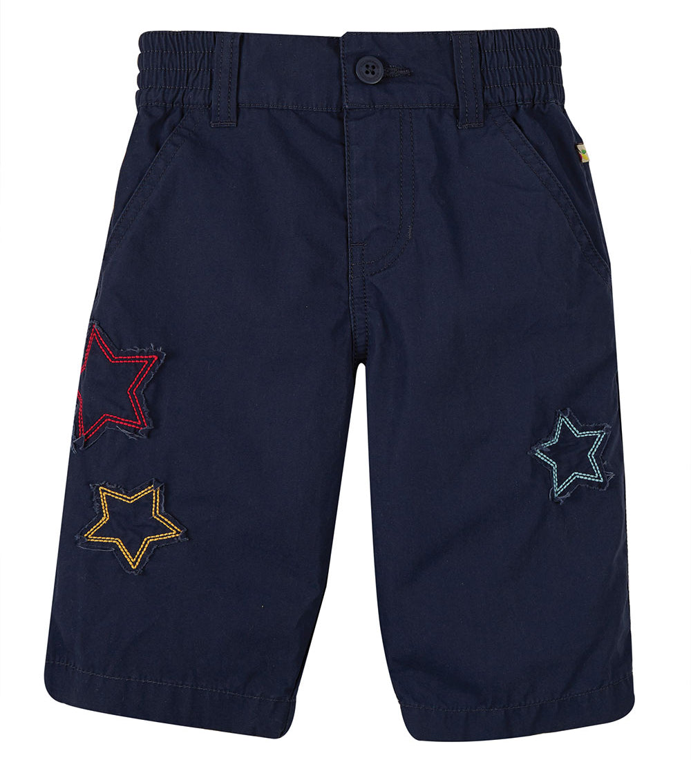 Frugi navy organic cotton Silas star shorts