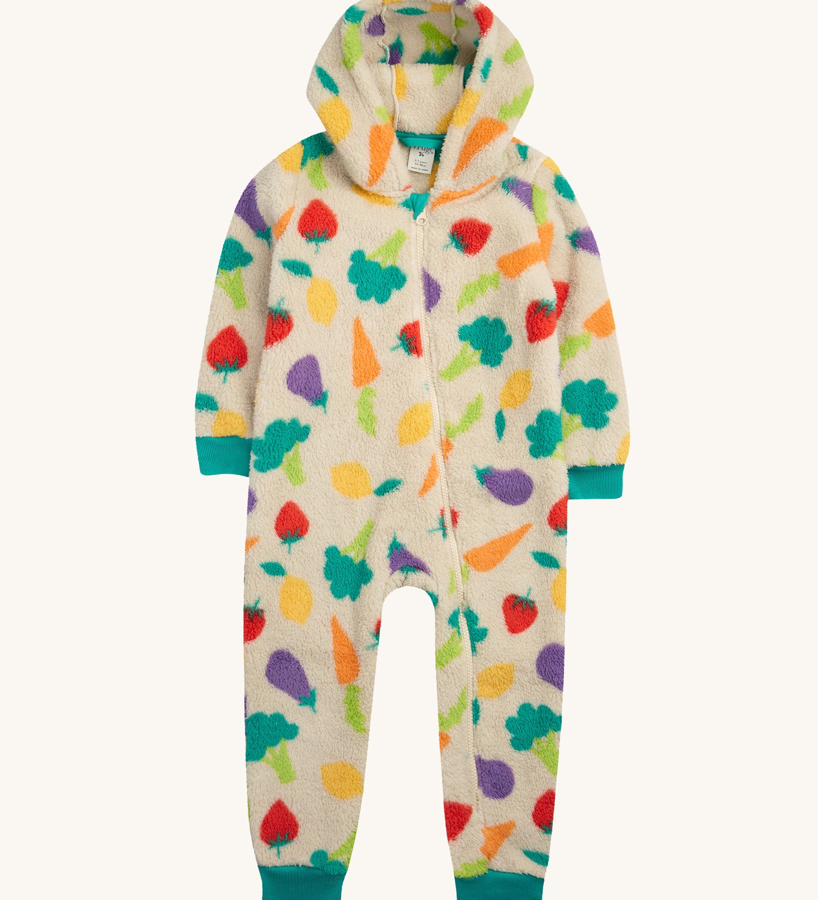 Frugi Ted Snuggle suit vegetable patch design