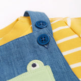 Frugi Lincoln Dungaree Outfit Chambray Frog