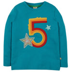 Frugi Tobermory Sarcelle Étoile Numéro Magique Top 5-6 Ans