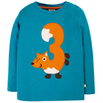 Frugi Tobermory Teal Fox Magic Number Top 3-4 ans