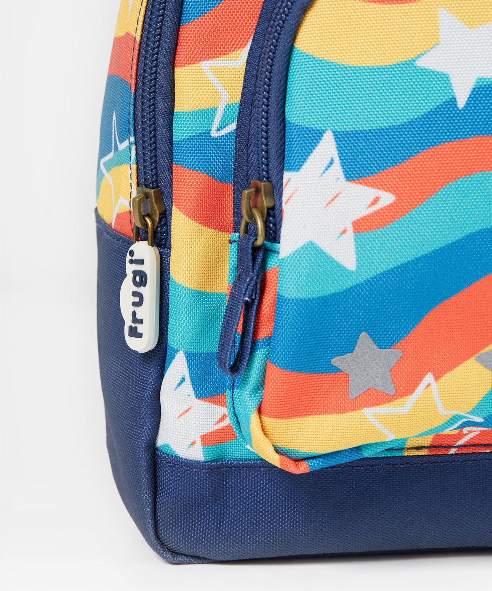 The Frugi Little Adventurers Backpack - Wavy Stars outside