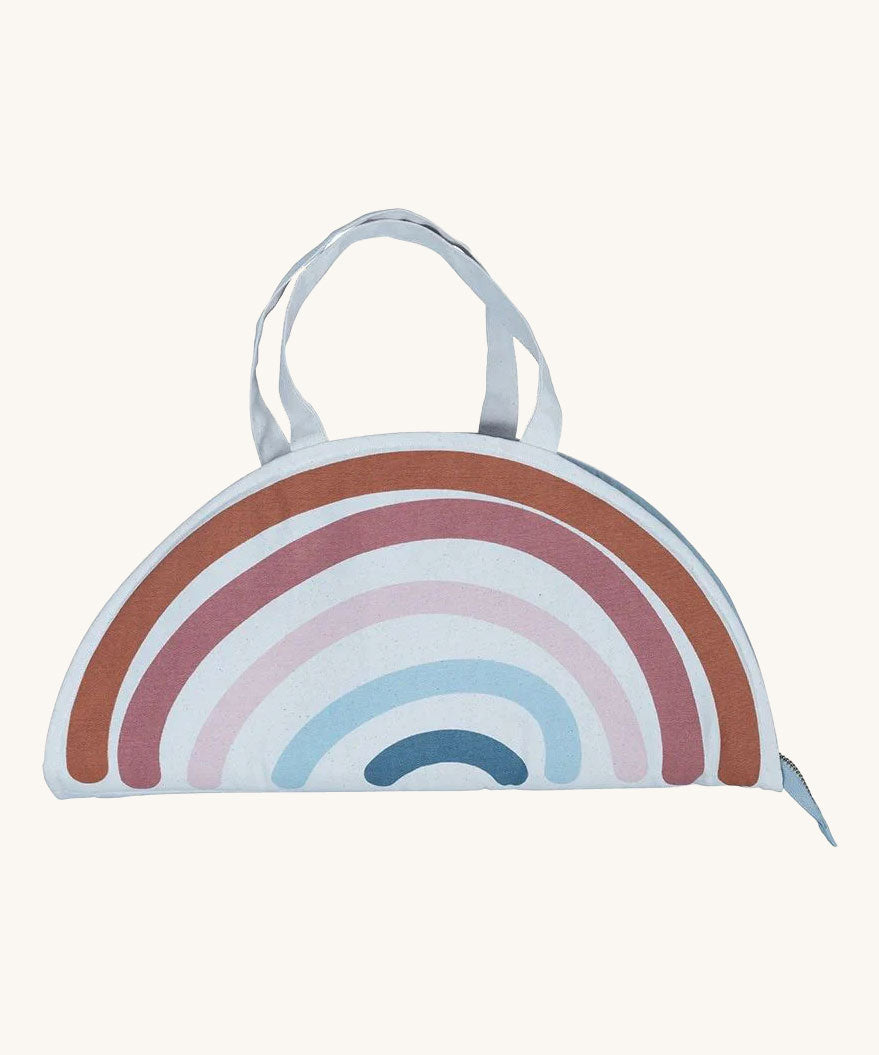 The Fabelab Organic Rainbow Play Purse on a plain background, shown closed.