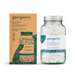 Georganics Mouthwash Tablets Peppermint 180 tablets box and pot pictured on plain white background