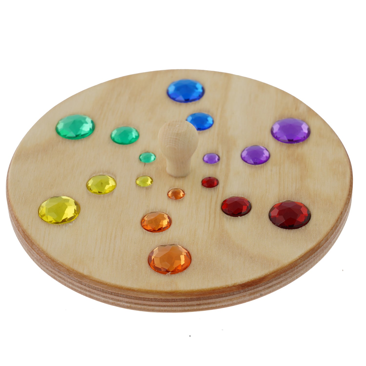 Glückskäfer Fantasy Wooden Spinning Top with sparkling coloured rhinestones imbedded in the top