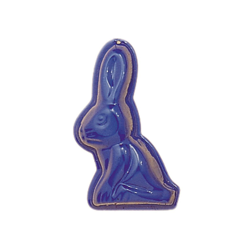 Gluckskafer blue metal rabbit sand mould on a white background