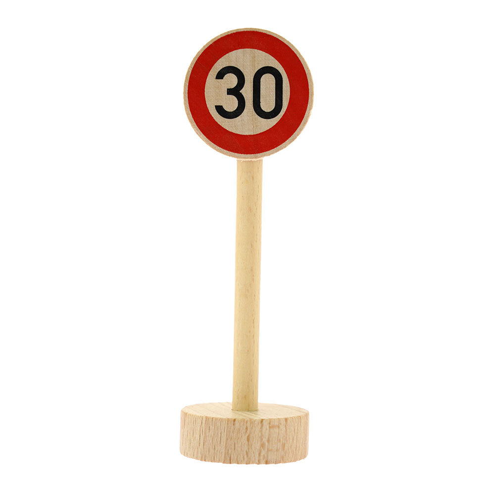 Gluckskafer small world max speed 30 road sign on a white background