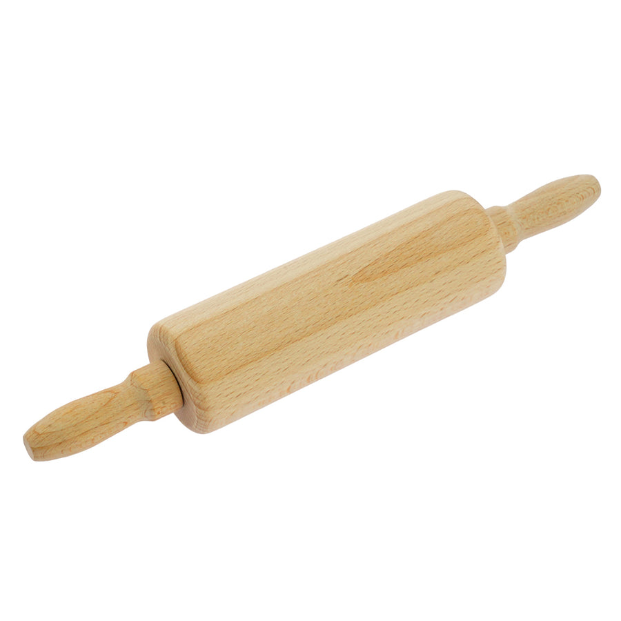 Gluckskafer childrens plastic-free wooden rolling pin toy on a white background