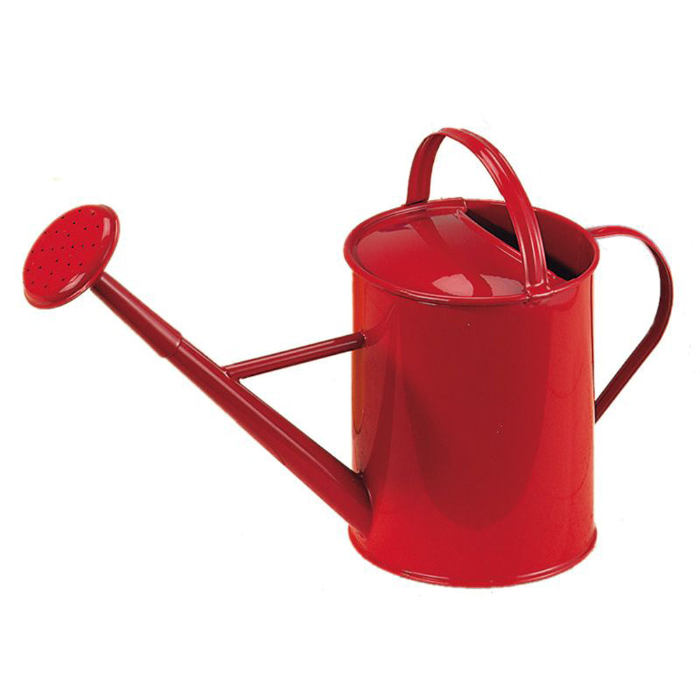 Gluckskafer 1l eco-friendly metal watering can toy in red on a white background