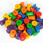 Grapat 36 Wooden Spools - Rainbow Reels in 6 different rainbow colours and 3 different shapes. Perfect for sorting