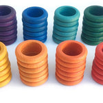 Grapat Loose Parts Wooden Rainbow Rings 12 Colours Supplementary Set, 72 piece set stacked in 12 colours