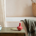 A Grapat wooden pink chill bird on a wooden table