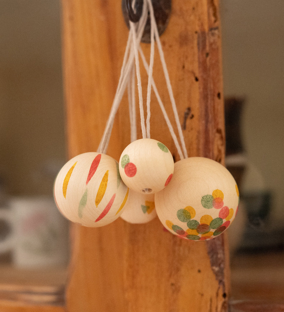 A photo of the wonder balls hanging on a hook