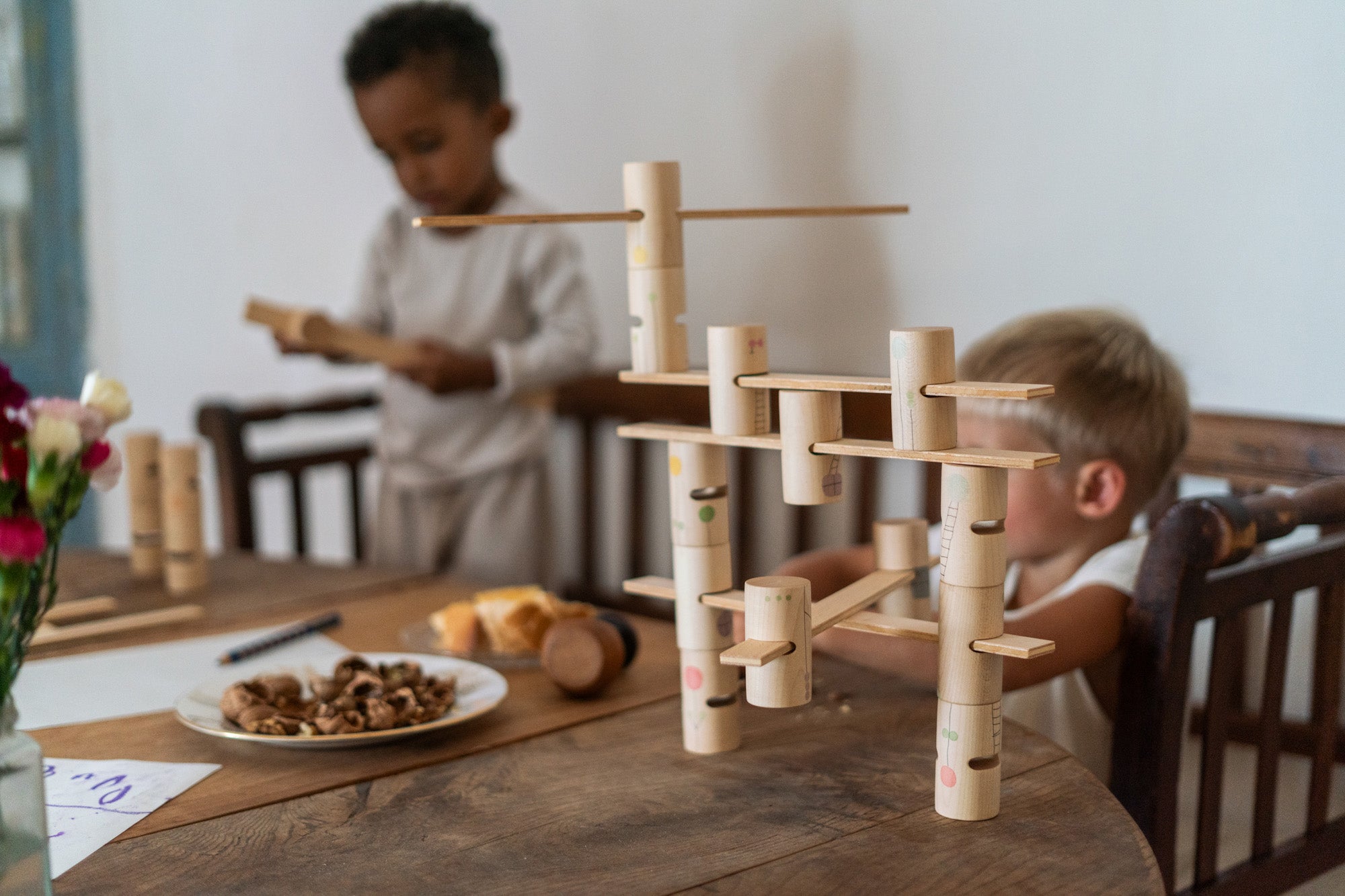 Grapat wooden woodland set setup on a table