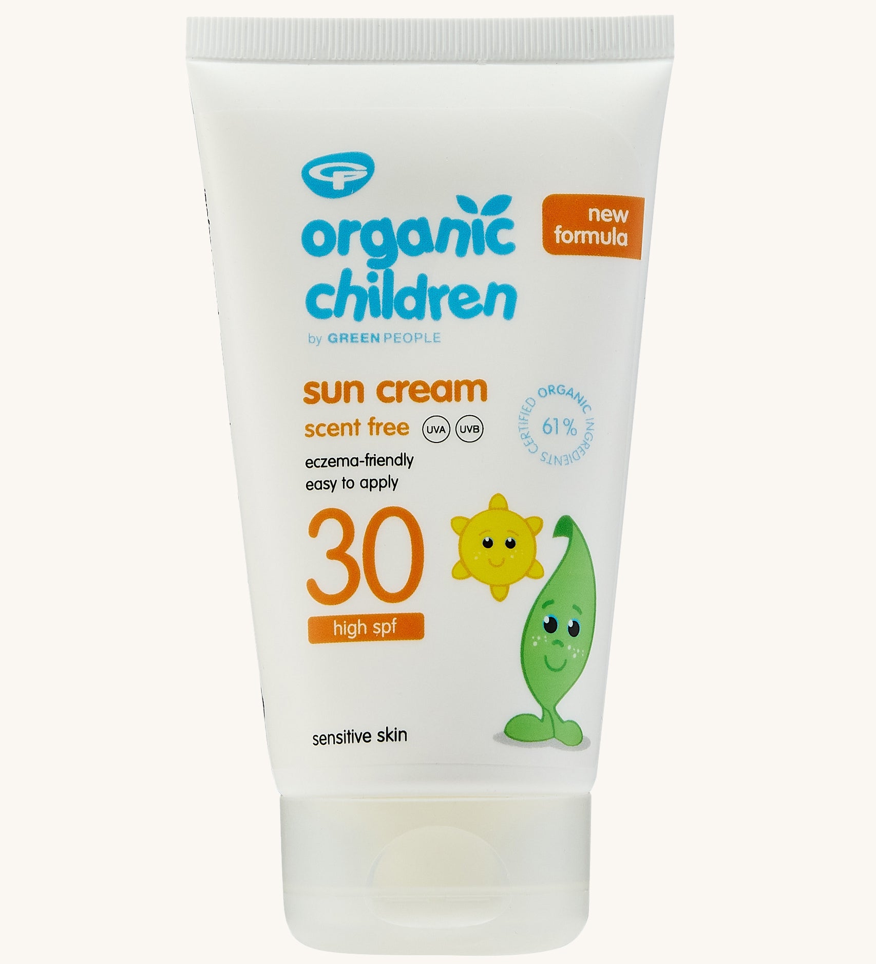 Green People Children SPF30 Sun Cream 150ml on a plain background. 