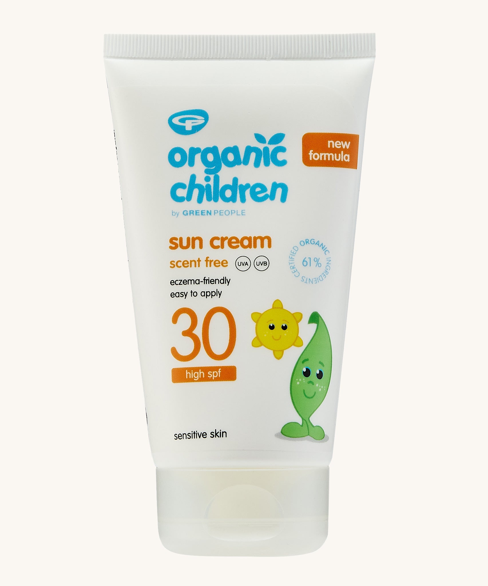 Green People Children SPF30 Sun Cream 150ml on a plain background. 