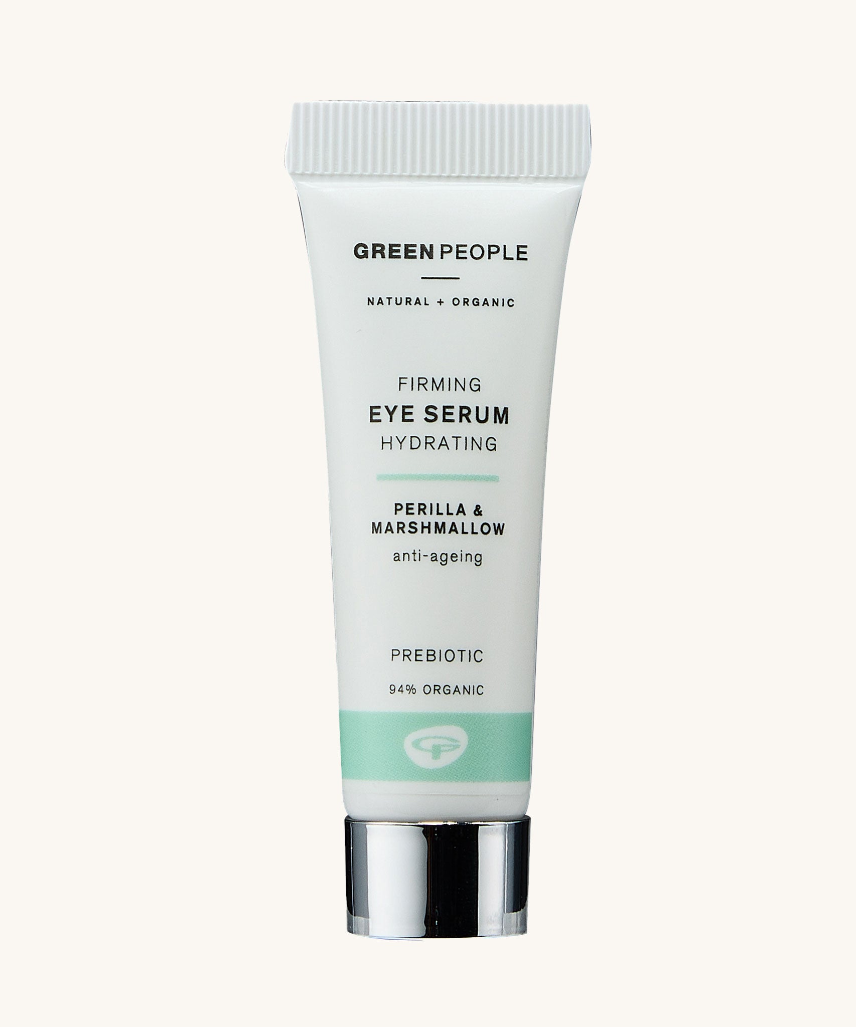 Green People Organic Firming Eye Serum on a plain background. 