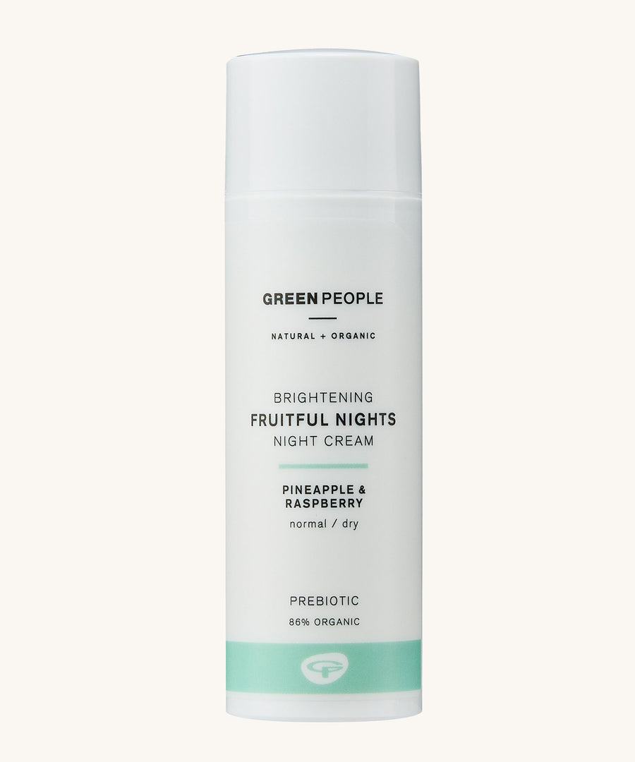 Green People Fruitful Nights Night Cream on a plain background. 