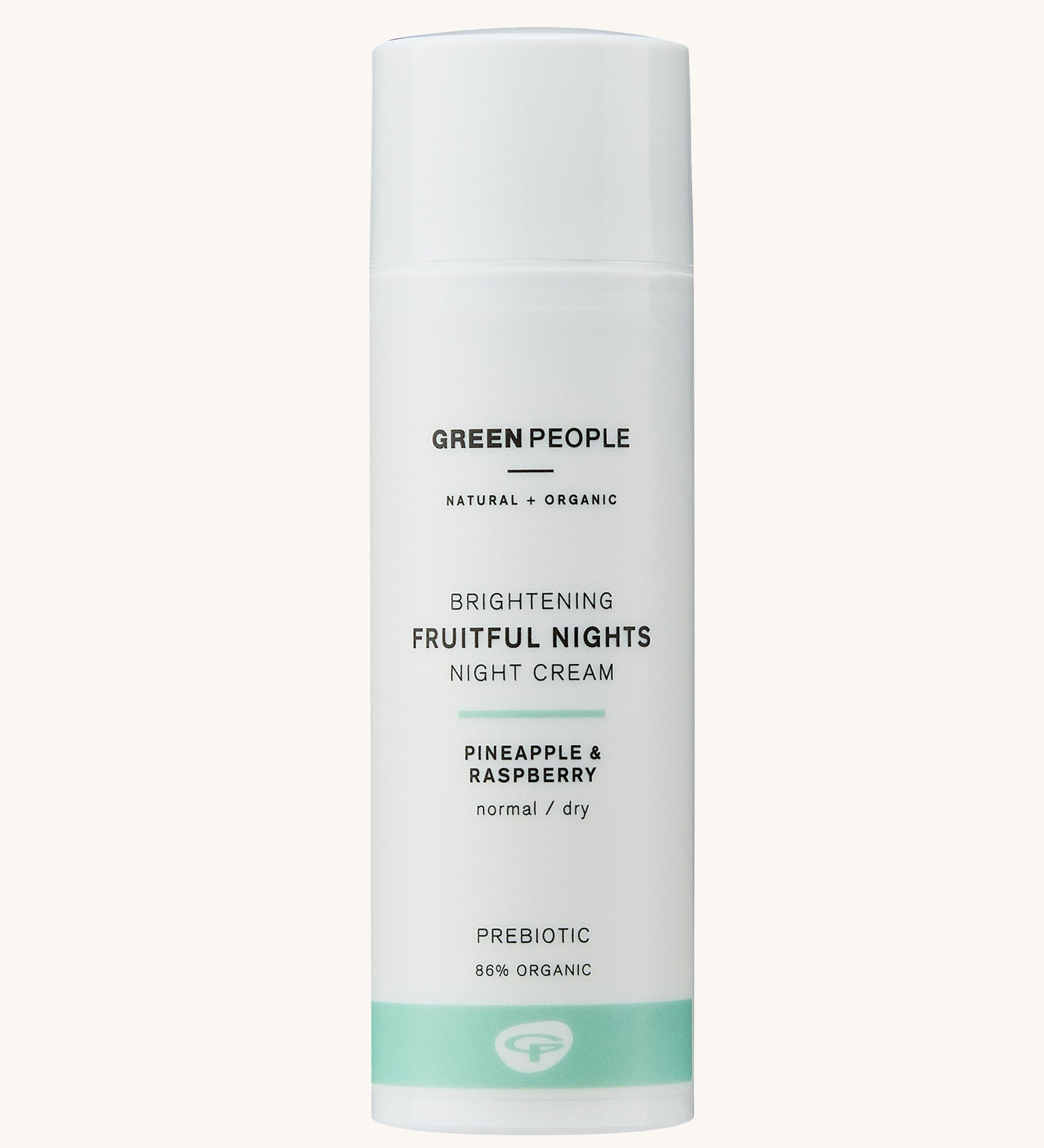 Green People Fruitful Nights Night Cream on a plain background. 