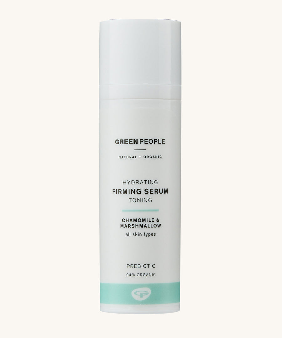 Green People Hydrating Firming Serum on a plain background. 