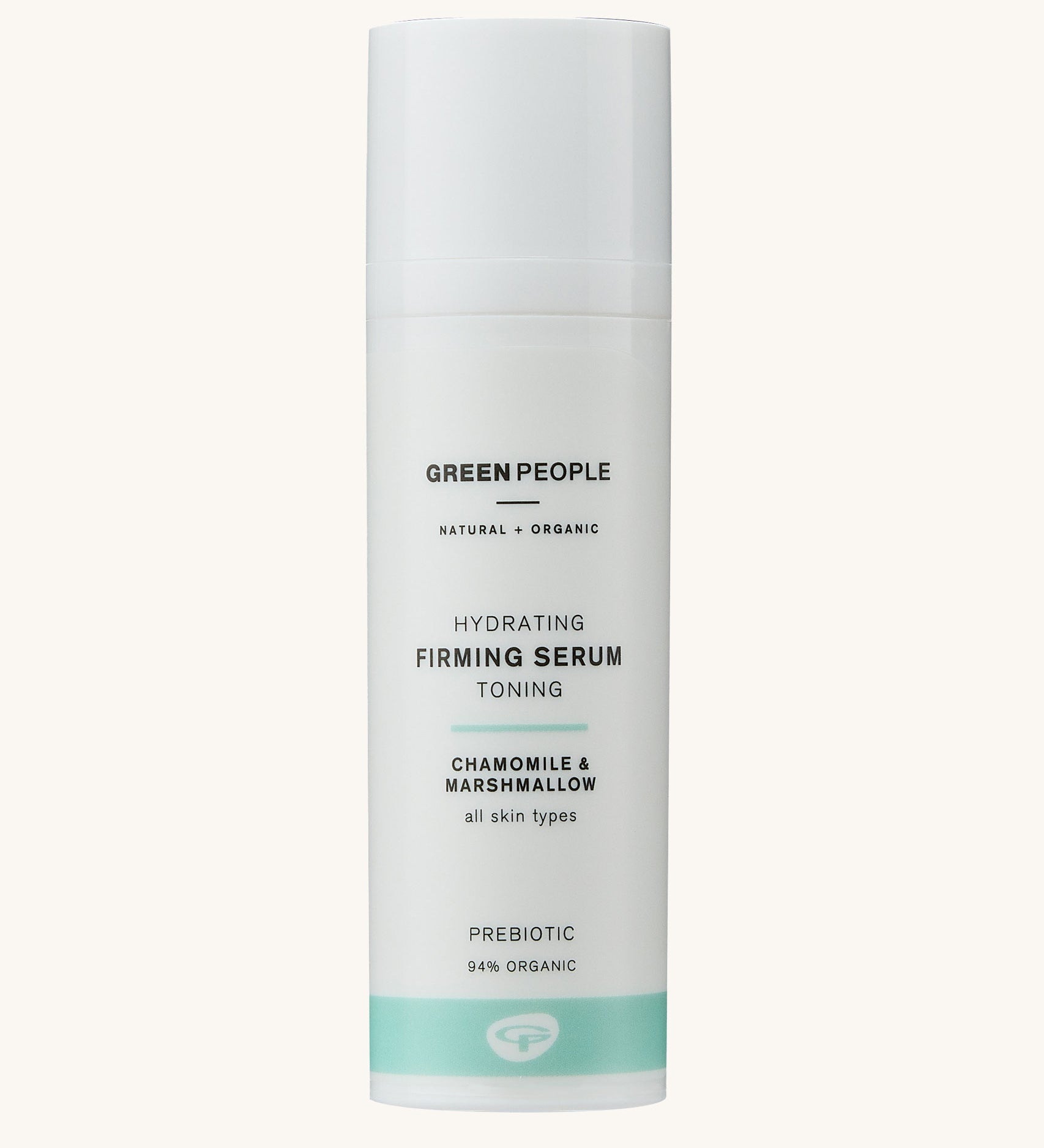 Green People Hydrating Firming Serum on a plain background. 