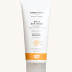 Green People Mineral Sun Cream SPF 15 with Natural Insect Repellent 100ml bottle on a white background