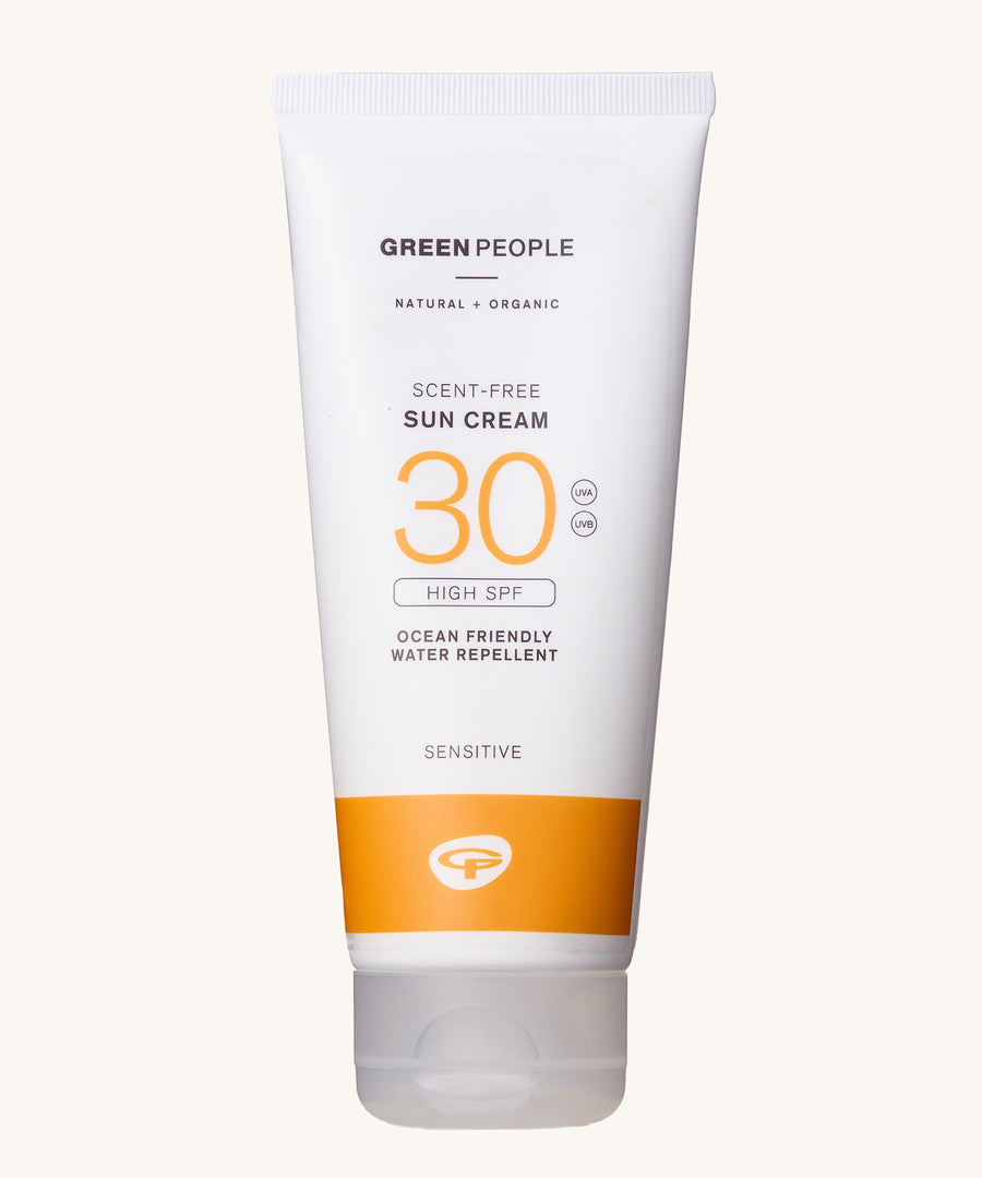 Green People Sun Cream SPF30 200ml on a plain background.