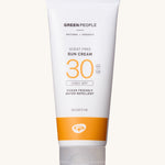 Green People Sun Cream SPF30 200ml on a plain background.