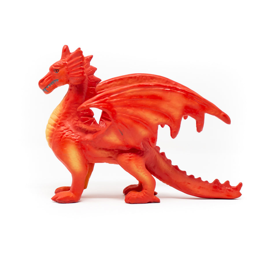 Green Rubber Toys eco-friendly red rubber dragon figure on a white background