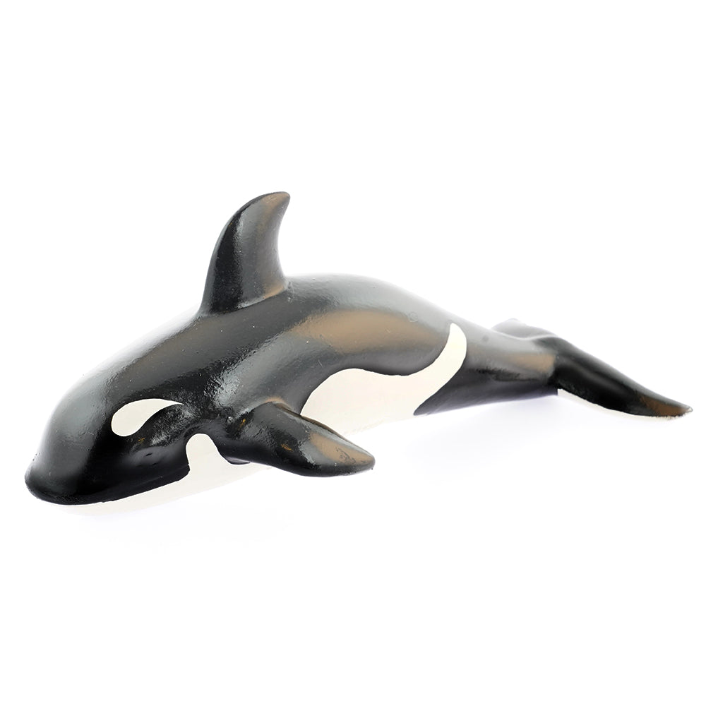 Green rubber toys eco-friendly natural rubber orca toy on a white background