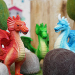 Green Rubber Toys Dragon - Red