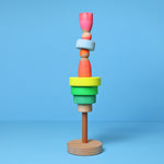 Grimm's Small Conical Stacking Tower - Neon Green