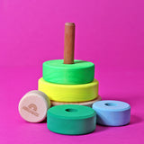 Grimm's Small Conical Stacking Tower - Neon Green