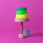 Grimm's Small Conical Stacking Tower - Neon Green