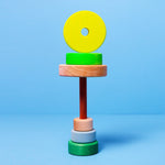 Grimm's Small Conical Stacking Tower - Neon Green