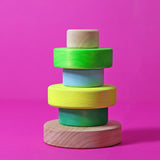 Grimm's Small Conical Stacking Tower - Neon Green