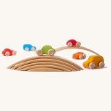 Grimm's 6 Coloured Wooden Cars