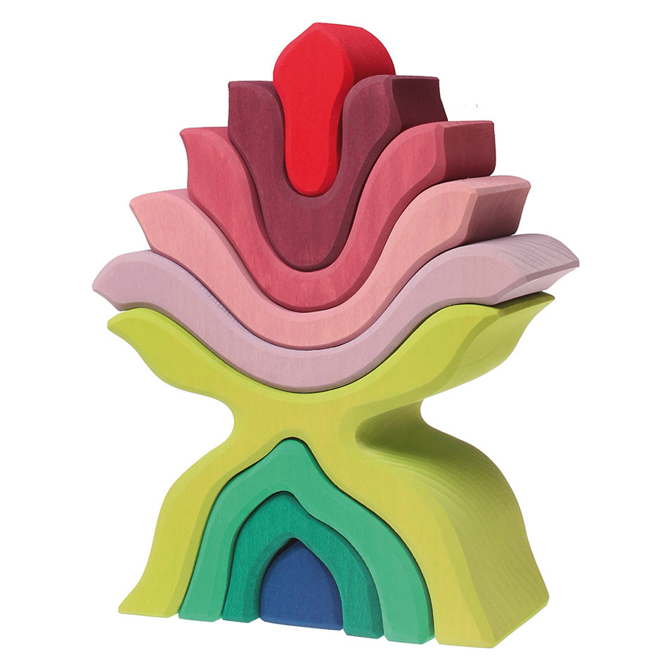 Grimm's Little Flower stacking toy pictured on a plain background