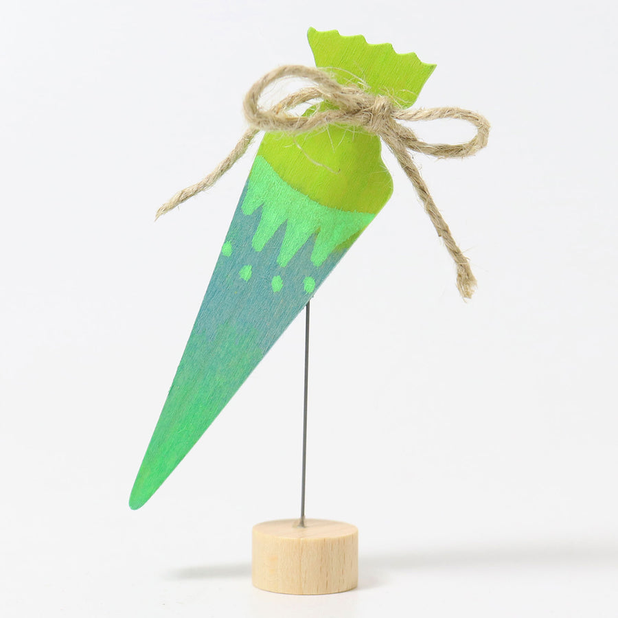 Grimm's Sweet Cone Decorative Figure - Neon Green on a plain background.