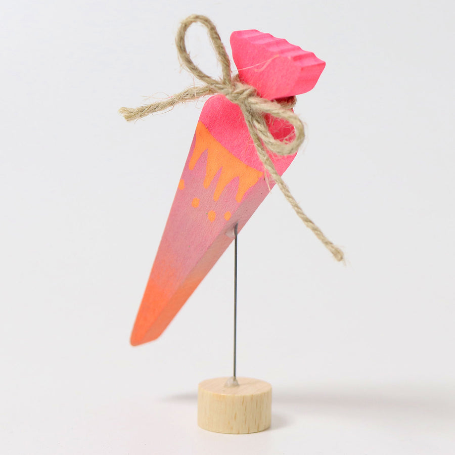 Grimm's Sweet Cone Decorative Figure - Neon Pink on a plain background.