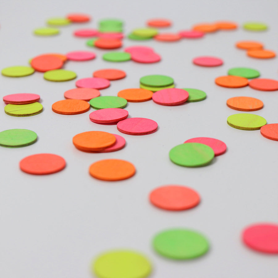 Grimm's Neon Celebration Confetti Dots on a plain background.