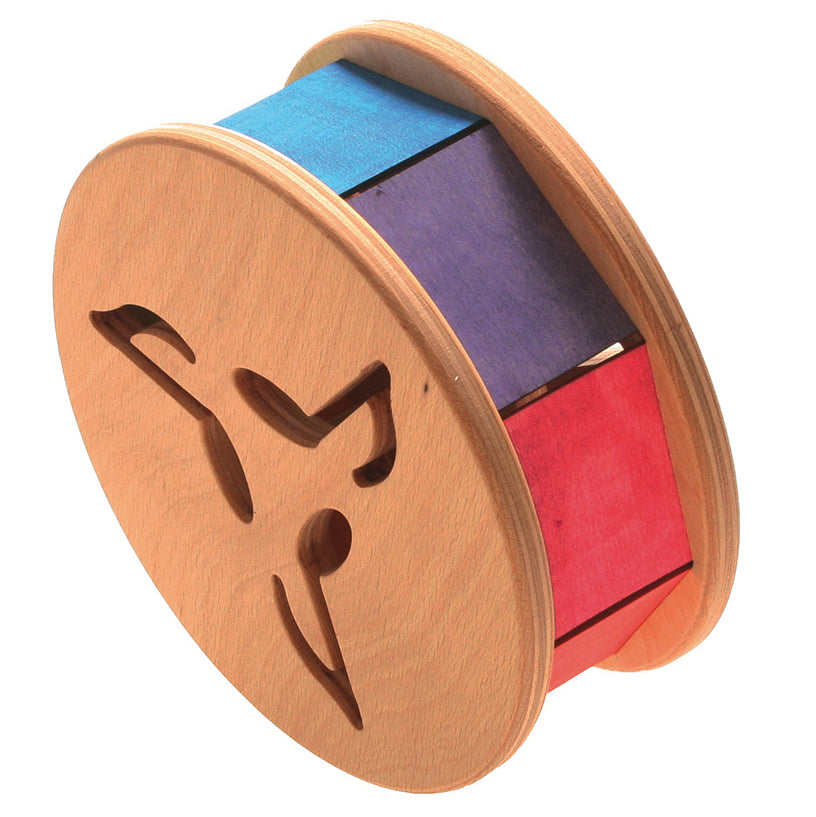 Grimm's Sound & Colour Wheel Wooden Toy pictured on a plain background