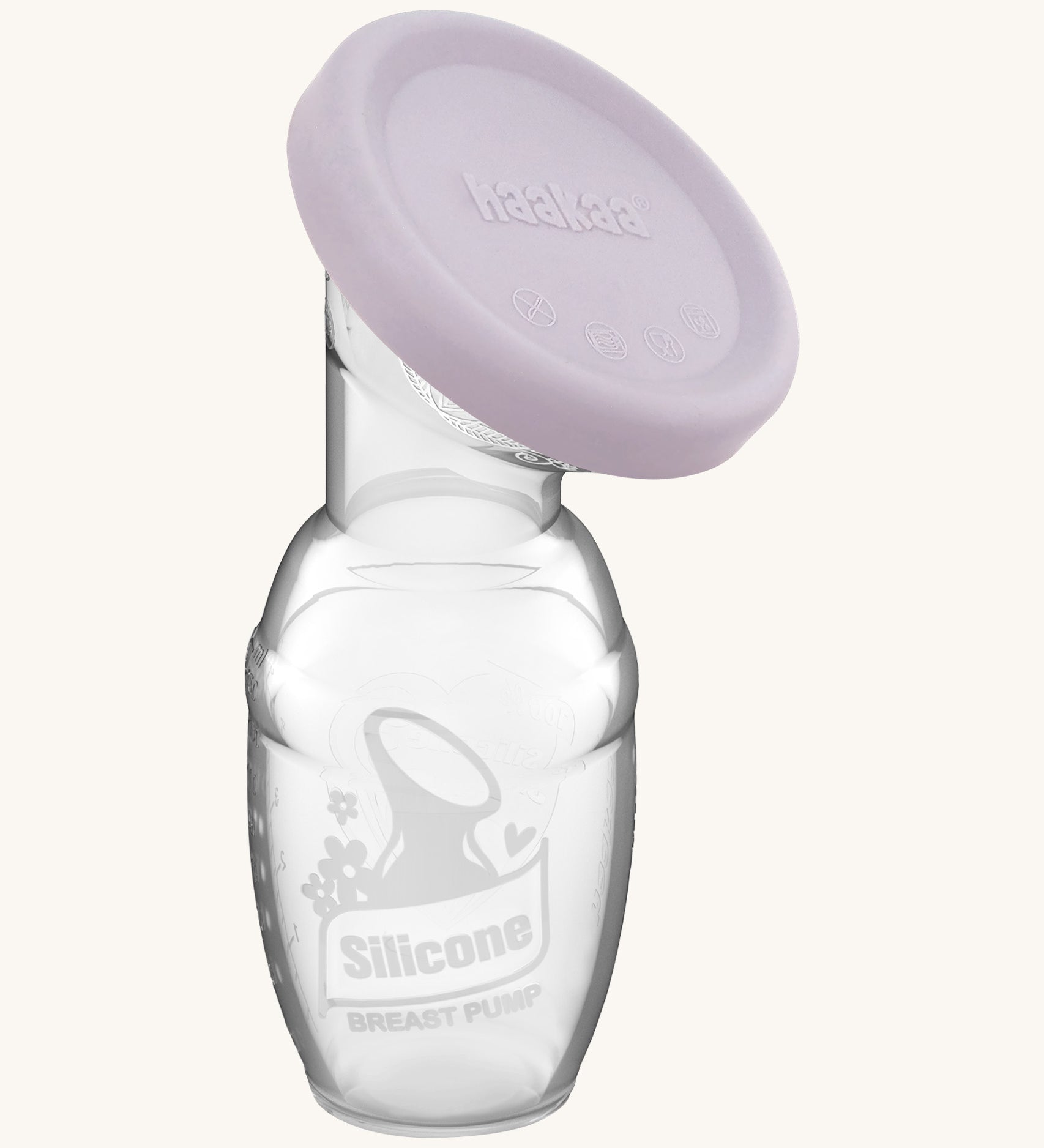 Haakaa Generation 1 100ml Silicone Breast Pump with a light purple cap