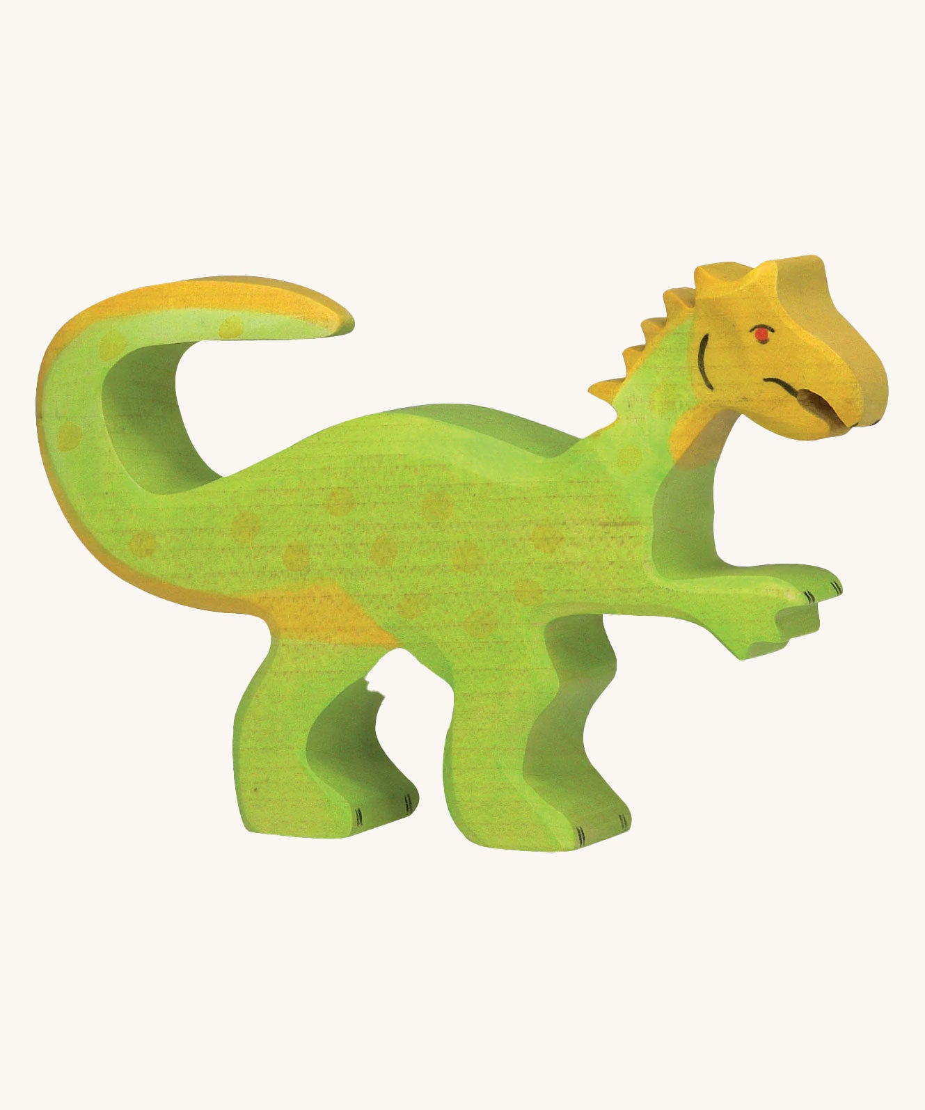 The Holztiger Dinosaur Oviraptor wooden toy figure on a plain background. 