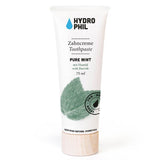 Hydrophil Fluoride Toothpaste - Natural & Organic | Pure Mint 75ml, sustainable plant based tube, with a wooden cap. Front view.