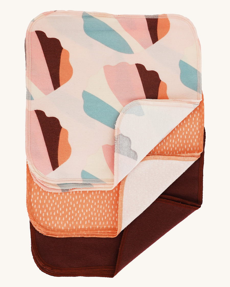 Imse Vimse Reusable Organic Cotton Wipes in a 10 Pack featuring the orange sprinkle designs