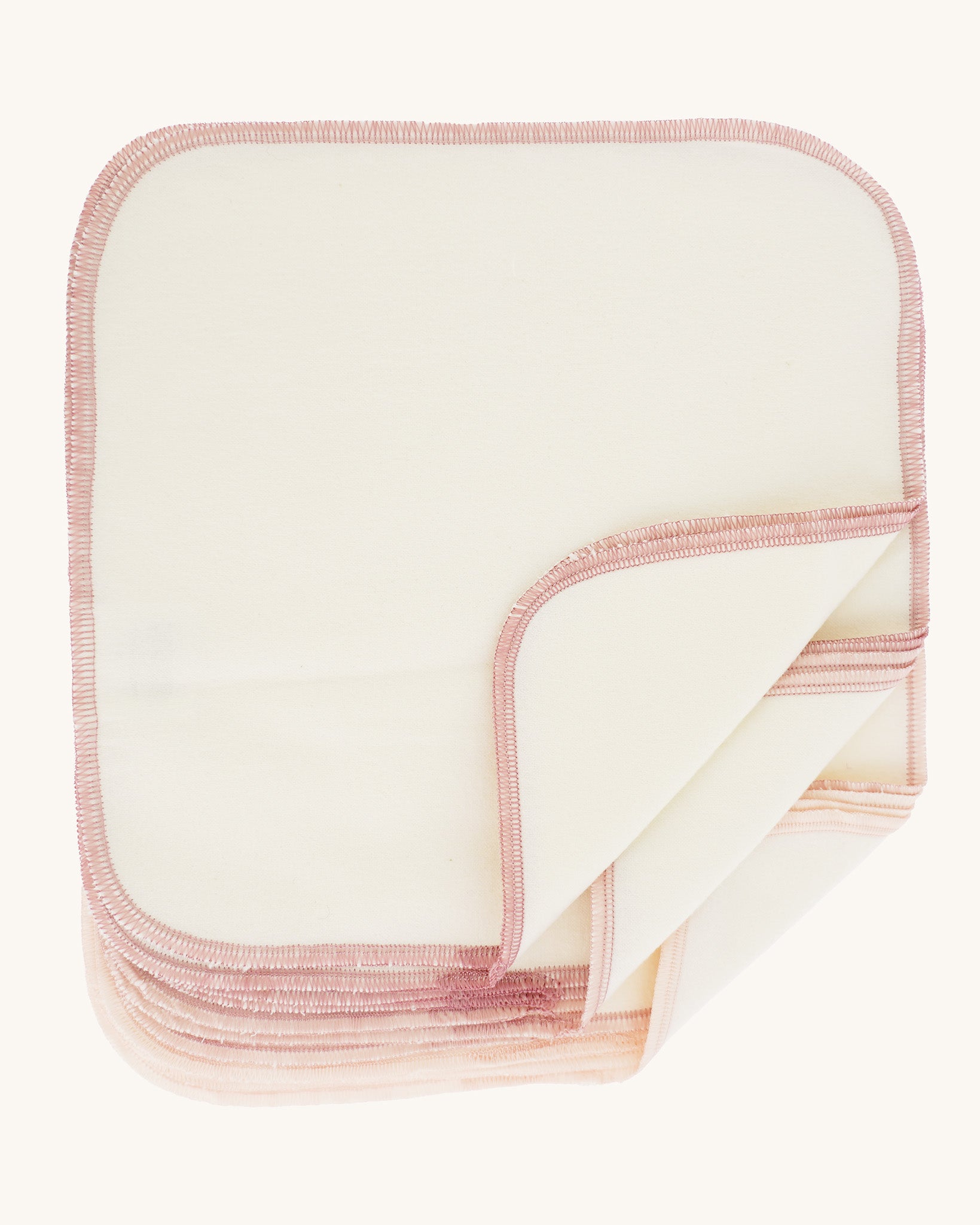 Imse Vimse Reusable Organic Cotton Wipes in a 10 Pack featuring the pink edging 