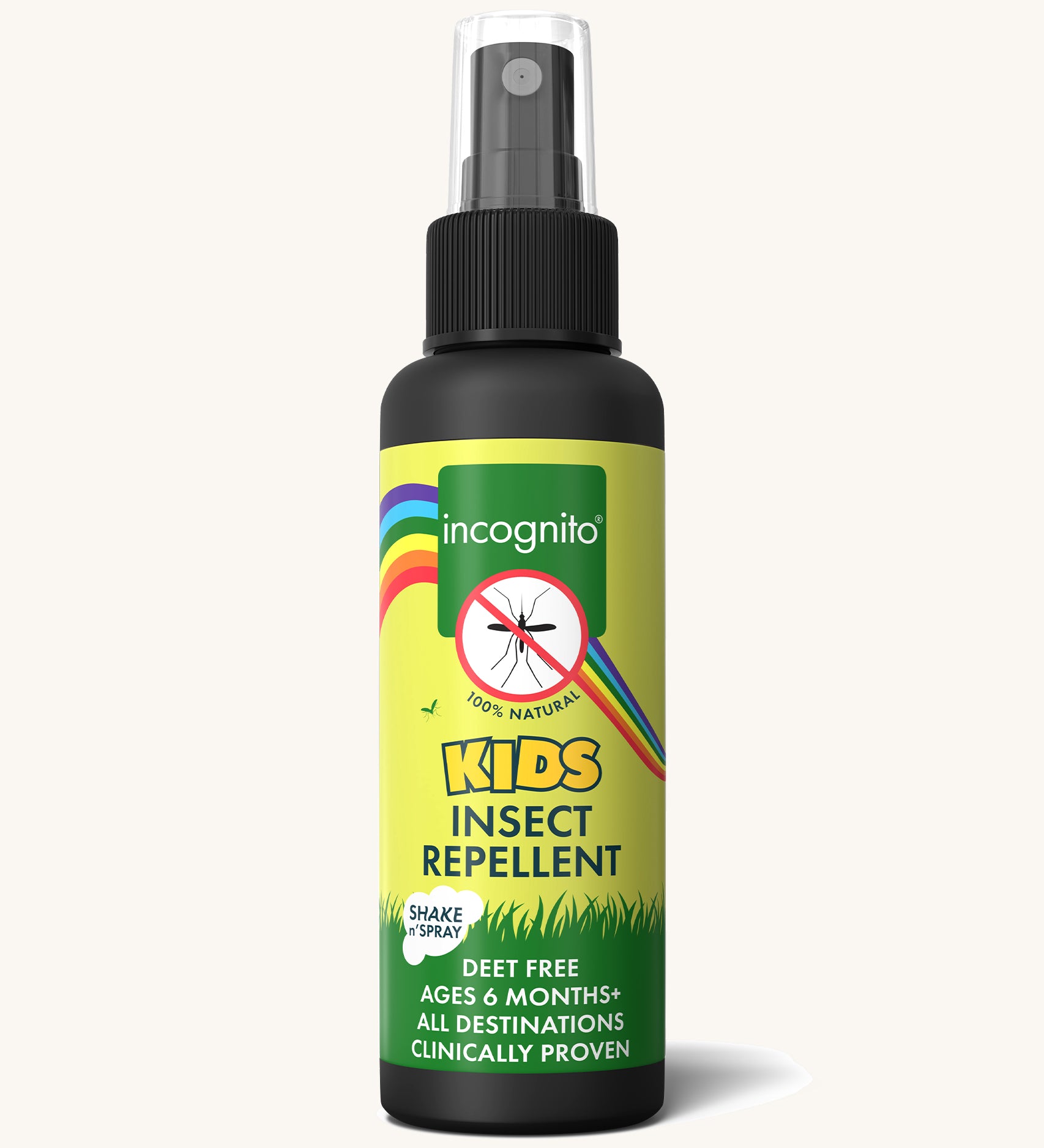 Incognito Natural Kids Insect Repellent Spray 100ml, on a cream background