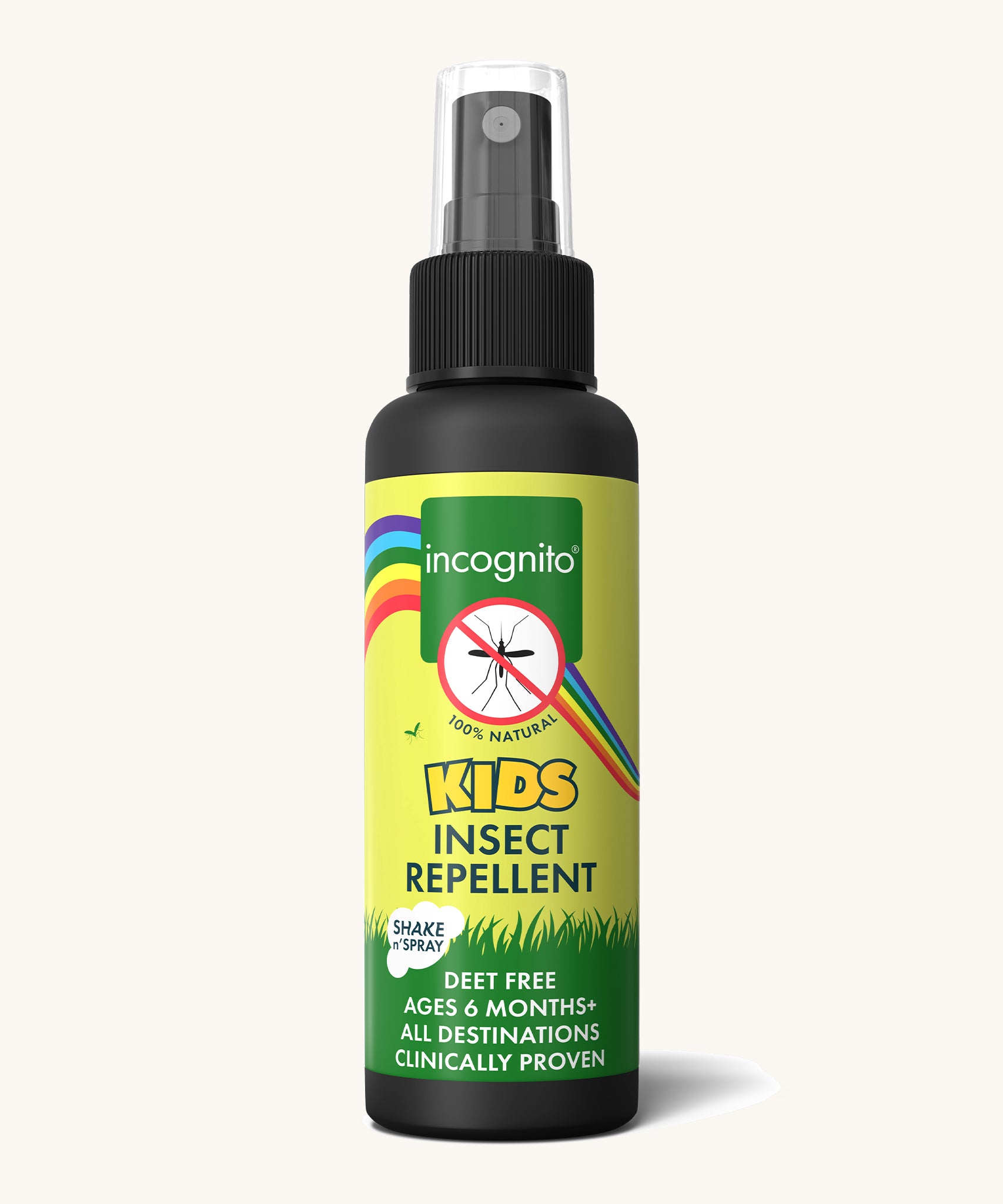 Incognito Natural Kids Insect Repellent Spray 100ml, on a cream background