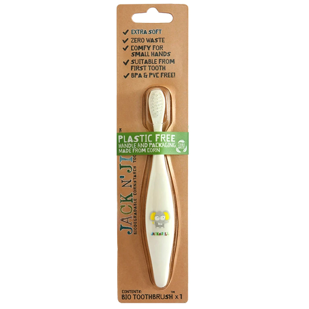 Biodegradable and compostable toothbrushes. Handmade from 100% corn starch. Cute, too...